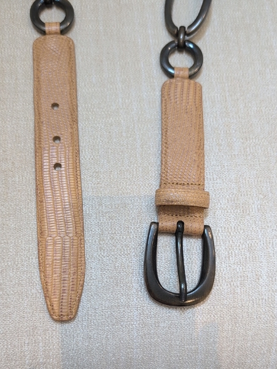 Carlisle Tan Croc Embossed Leather Belt with Bronze Metal Loops & Buckle Size L main image 11